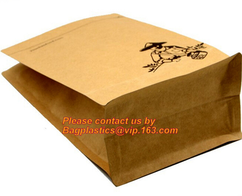 La categoría alimenticia 100% modificó la bolsa de papel para requisitos particulares biodegradable sellada lado reciclable de la cremallera ocho de Eco para el envasado de alimentos, Brown Kraft