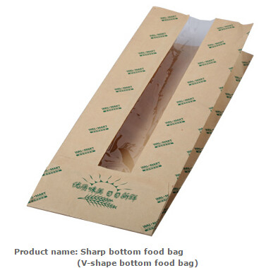 Los bolsos de empaquetado de la panadería del pan del papel de la comida con la ventana, embalaje del pan ningún logotipo de encargo del moq imprimieron el papel de Kraft claro de la ventana