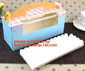 cajas de torta de papel personalizadas decorativas, caja de torta de encargo de la manija del artpaper con la ventana del PVC, cajas de pastel de bodas con el handl