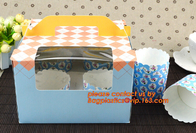 Caja de torta al por mayor barata de encargo de la cartulina del papel de categoría alimenticia con la manija