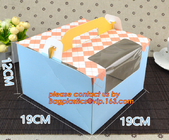 El artpaper de encargo maneja la caja de torta con la ventana del PVC, caja de torta dulce con la manija, caja de torta con la ventana