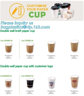 Taza biodegradable de papel del café con la taza impresa aduana de papel de la tapa, la taza de papel de helado de 3oz 5oz 6oz 8oz y el paquete de la tapa del papel