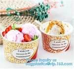 El CUPS estándar de papel del helado de la categoría alimenticia para el mercado europeo y americano, logotipo de encargo imprimió el scround disponible del helado