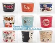El CUPS estándar de papel del helado de la categoría alimenticia para el mercado europeo y americano, logotipo de encargo imprimió el scround disponible del helado