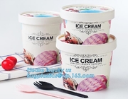 La taza disponible barata con las tapas, impresión del helado de la categoría alimenticia del logotipo de la impresión del OEM del flexo se lleva la taza de papel de helado con la bóveda