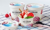 La taza disponible barata con las tapas, impresión del helado de la categoría alimenticia del logotipo de la impresión del OEM del flexo se lleva la taza de papel de helado con la bóveda