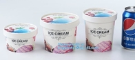 Propia taza de la crema de Logo Disposable Paper Icecream Ice, paquete frío plástico disponible del bagease de la taza de té de la leche de la perla del helado de la bebida