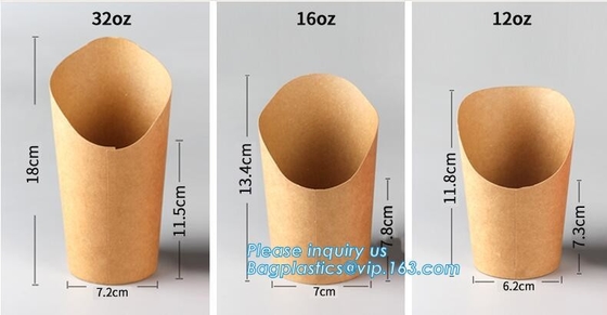 El cono de las patatas fritas, patatas fritas que empaquetaban, patatas fritas de los microprocesadores del cono de la cartulina de Kraft del tamaño imprimió el packag de papel del bagease de los conos