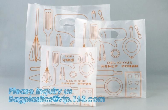 Los bolsos de la preparación de la comida, bolsos de los alimentos de preparación rápida, bolsos de la entrega de la comida, llevan las bolsas, bolsos de la panadería, bolsos cortados con tintas de la manija, bolsos de la pizza, pac