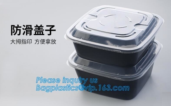 caja plástica durable del bento de la preparación de la comida de la comida de 3 compartimientos, caja fresca plástica moderna de la categoría alimenticia del estilo/caja del bento/fiambrera pac