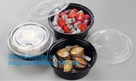 Cuenco de ensalada disponible de fruta del envase de la comida del plástico transparente del ANIMAL DOMÉSTICO, cuencos plásticos disponibles del acondicionamiento de los alimentos con bagplasti de las tapas