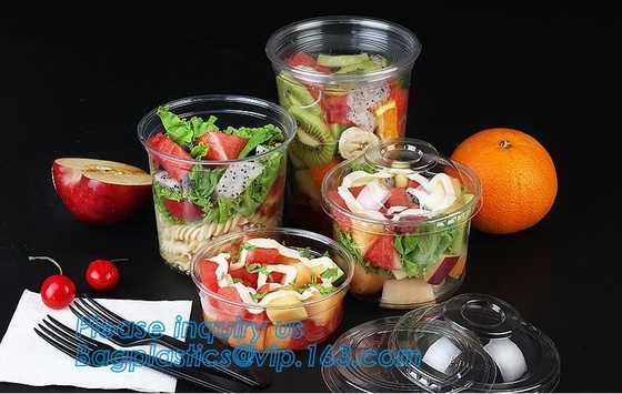 Cuenco plástico disponible de los tallarines del cuenco de sopa del envase de comida de la ensalada 1000ML, plástico disponible transparente de encargo Fa de la categoría alimenticia