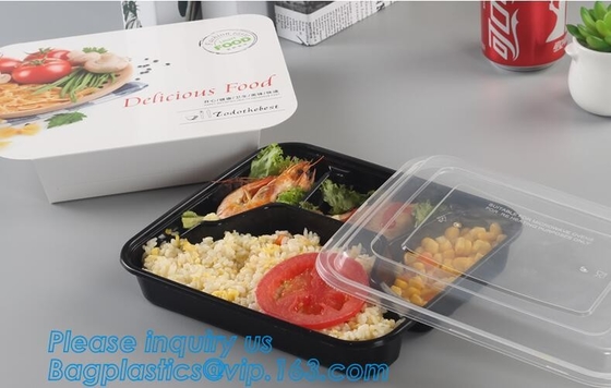 Envase disponible rígido plástico multiusos de la bandeja del alimento para animales, claro y sólido del ANIMAL DOMÉSTICO, continuado plástico de la comida negra disponible de los PP