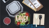 Cuenco de ensalada plástico disponible del acondicionamiento de los alimentos con la tapa, packag disponible del cuenco de ensalada del plástico de la sopa del pequeño postre claro de la comida