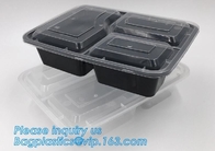 apilables libres del bpa se llevan la caja plástica del bento de la comida de 2 del compartimiento negro hermético de la microonda de la comida envases de la preparación para el niño