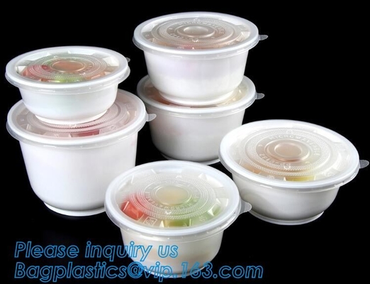 Pp alrededor del cuenco plástico de alta calidad barato disponible con la tapa, cuenco plástico de la comida de la ensalada de los PP del paquete disponible nuevo con el sello