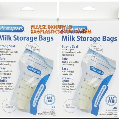 Cree el refrigerador de la leche materna para requisitos particulares empaquetan los bolsos seguros líquidos del almacenamiento de la comida, refrig plástico disponible modificado para requisitos particulares de la leche materna del bebé