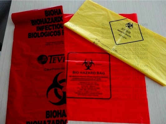 Bolsos del Biohazard, bolsos del LDPE, bolsos del HDPE, bolsos de LLDPE, bolsos amarillos, bolsos rojos, bolsos azules, sacos