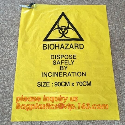 bolsos de basura médicos rojos resistentes de la basura del biohazard, bolsos de basura respetuosos del medio ambiente del biohazard del PE, biohazard resistente infectar