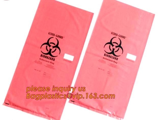 Bolsos plásticos durables del Biohazard para la basura médica, la bolsa de poliéster del transporte del espécimen del biohazard, plástico amarillo de los desechos peligrosos