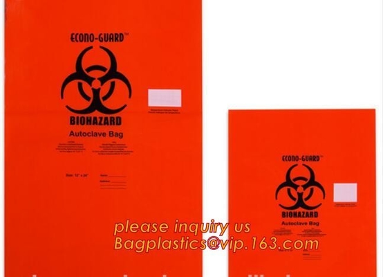 Bolsos plásticos durables del Biohazard para la basura médica, la bolsa de poliéster del transporte del espécimen del biohazard, plástico amarillo de los desechos peligrosos