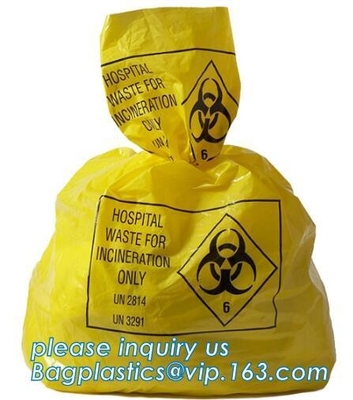 Bolso inútil clínico del Biohazard, bolso inútil médico biodegradable del biohazard, bolso de basura industrial del Biohazard 60Liter, bagease