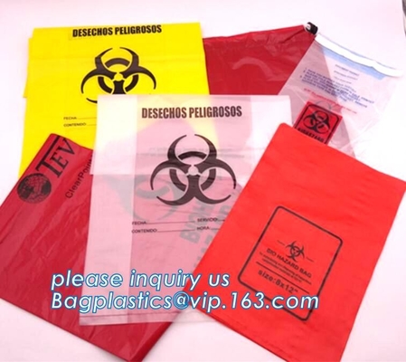 bolsos disponibles del biohazard de la esterilización de la autoclave, wast médico de la seguridad del bolso inútil infeccioso plástico resistente del biohazard