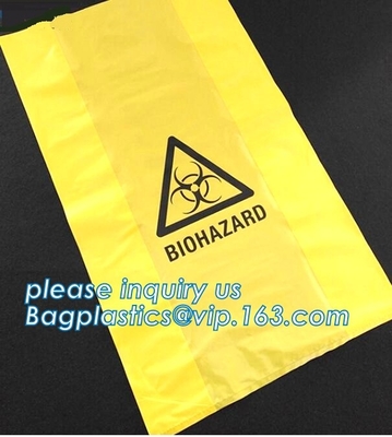 Bolsos aptos para el autoclave del Biohazard, bolsos inútiles médicos, bolsos de aislamiento autos-adhesivo de la basura del Biohazard de la cinta, bagplastics, bagease