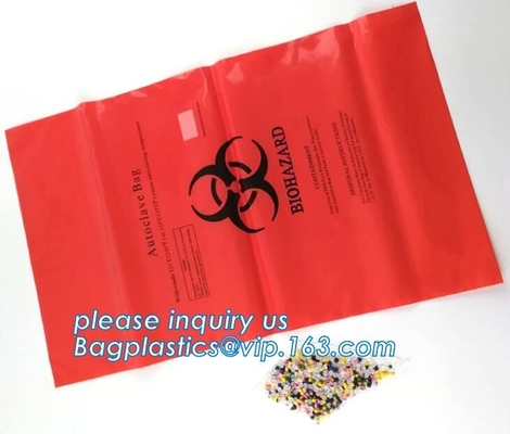 bolsos de colección aptos para el autoclave del Biohazard, bolso de basura del Biohazard de 40 galones, las bolsas de plástico del biohazard del ldpe, bagplastics, pac