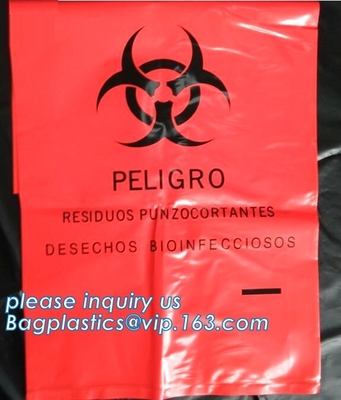 bolsos de colección aptos para el autoclave del Biohazard, bolso de basura del Biohazard de 40 galones, las bolsas de plástico del biohazard del ldpe, bagplastics, pac