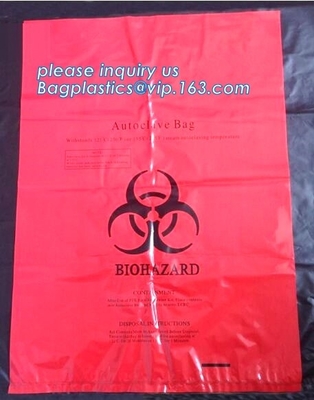 Basura infecciosa de cubo de basura del biohazard plástico resistente del trazador de líneas, bolso de basura del Biohazard para la medicación, biohazard en el rollo porque