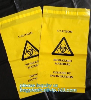 Bolso modificado para requisitos particulares de la basura del Biohazard, las bolsas de plástico médicas aptas para el autoclave de la basura del biohazard del ldpe, bolsos de la eliminación de residuos del Biohazard, H