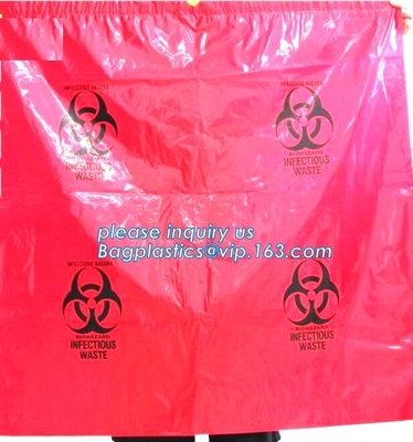 Bolsos de colección inútiles médicos del Biohazard de la basura del hospital disponible, bolso médico de la basura del biohazard del PE plástico, bioh amarillo