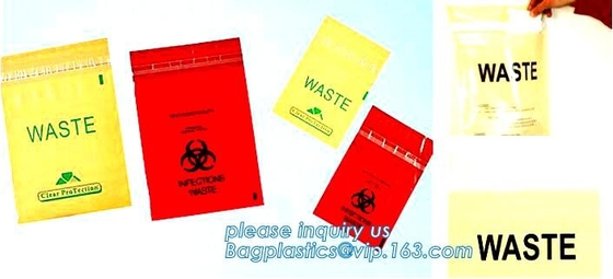 bolsa del documento del trazador de líneas de cubo de basura inútil infeccioso del biohazard, de 3 paredes o de 4 paredes, bolsos de basura de la atención sanitaria, bagplastics, bagease