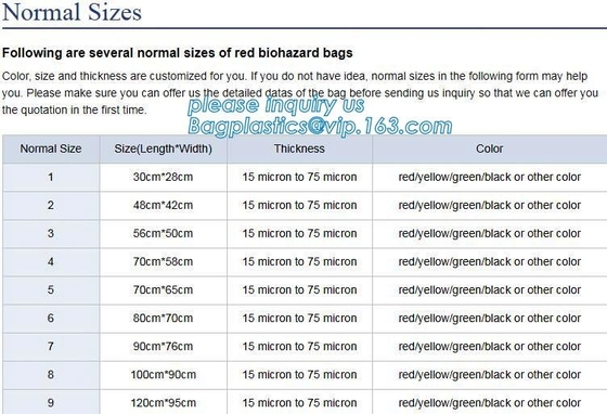bolsos de basura plásticos inútiles del biohazard médico apto para el autoclave del ldpe, bolso inútil médico de los bolsos de la basura del biohazard, bioha respetuoso del medio ambiente
