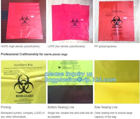 Bolsos biológicamentes peligroso con de encargo impresos para el laboratorio usado, bolso apto para el autoclave del Biohazard del polipropileno disponible, bagease