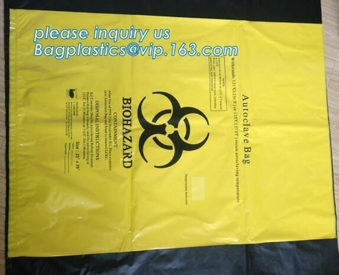 Bolso plástico amarillo de la cinta del drenaje del bolso inútil médico del Biohazard, bolsos médicos promocionales, bolsos madical del biohazard, bagplastics