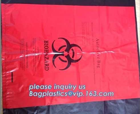 bolsos de basura médicos del Biohazard de la bolsa de plástico de la eliminación de residuos, bolso disponible médico, wast médico del biohazard del laboratorio disponible