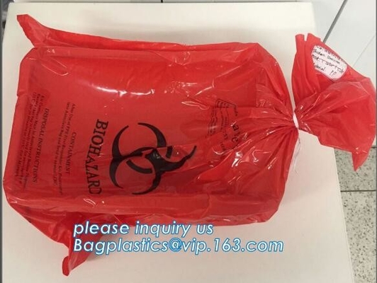 bolsos de basura médicos del Biohazard de la bolsa de plástico de la eliminación de residuos, bolso disponible médico, wast médico del biohazard del laboratorio disponible