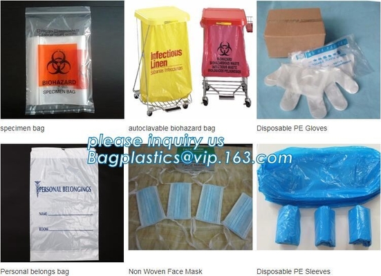 Densidad linear del bolso del Biohazard baja, bolso inútil infeccioso del aislamiento rojo, bolsos del espécimen del Biohazard del cierre de cremallera, bagplastics