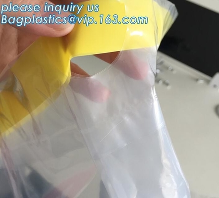 Bolsos médicos disponibles de la autoclave de los bolsos del cubo de la basura del biohazard del LDPE, bolso plano adhesivo plástico del bolso del espécimen del biohazard, bagea