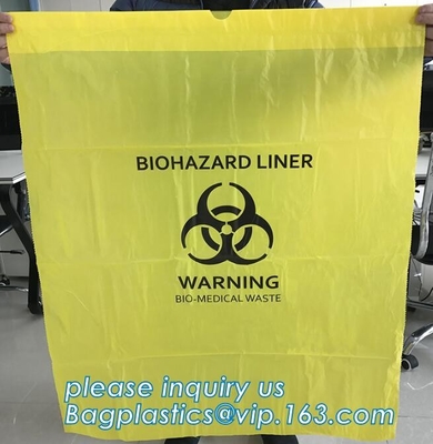 Bolsos médicos disponibles de la autoclave de los bolsos del cubo de la basura del biohazard del LDPE, bolso plano adhesivo plástico del bolso del espécimen del biohazard, bagea