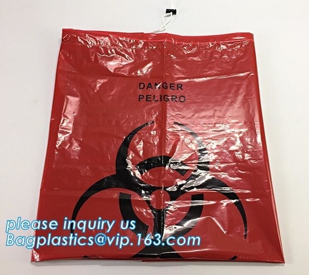 Bolso de basura plástico del rollo coreless del interleaf del bolso de basura del drawtape del biohazard de la capacidad de la extra grande para el uso del hospital, DRAWSTAP