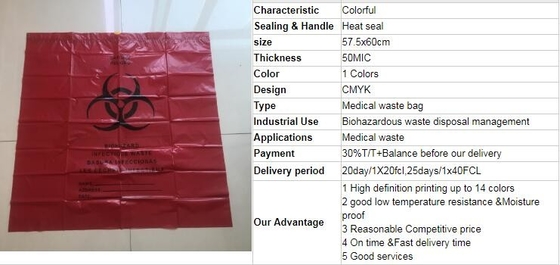 Bolso de lazo inútil médico modificado para requisitos particulares del biohazard plástico, bolsos del Biohazard del lazo, empaquetado médico de la autoclave durable