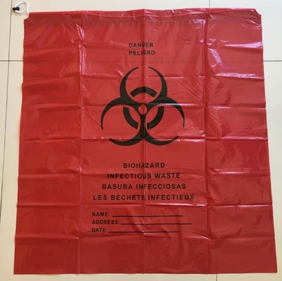 Bolso de la cinta de Adhensive, bagsYellow del sello del uno mismo/bolso del biohazard rojo/negro/trazador de líneas inútiles infecciosos/médicos con la cuerda/el lazo