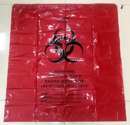 Bolso de la cinta de Adhensive, bagsYellow del sello del uno mismo/bolso del biohazard rojo/negro/trazador de líneas inútiles infecciosos/médicos con la cuerda/el lazo