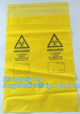 Bolso de la cinta de Adhensive, bagsYellow del sello del uno mismo/bolso del biohazard rojo/negro/trazador de líneas inútiles infecciosos/médicos con la cuerda/el lazo