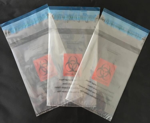 Bolso de la cinta de Adhensive, bagsYellow del sello del uno mismo/bolso del biohazard rojo/negro/trazador de líneas inútiles infecciosos/médicos con la cuerda/el lazo