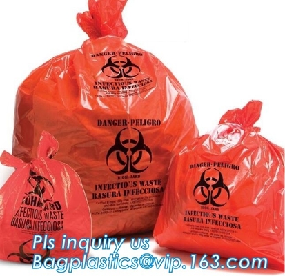 El Biohazard recicla el bolso de basura inútil coloreado en el rollo, bolsos coloridos del biohazard, garba inútil médico coloreado del biohazard de los bolsos