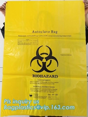 Bolso inútil médico del biohazard de la basura de la esterilización del Biohazard de la réplica de la bolsa del hospital médico disponible de los bolsos, bagplastics